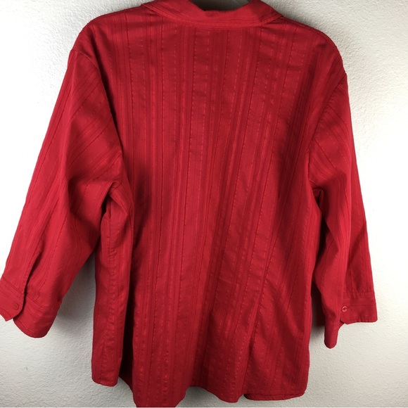 Coldwater Creek Red Zipper Front 3/4 Sleeve Blouse Top Shirt Sz 2X - Picture 6 of 11